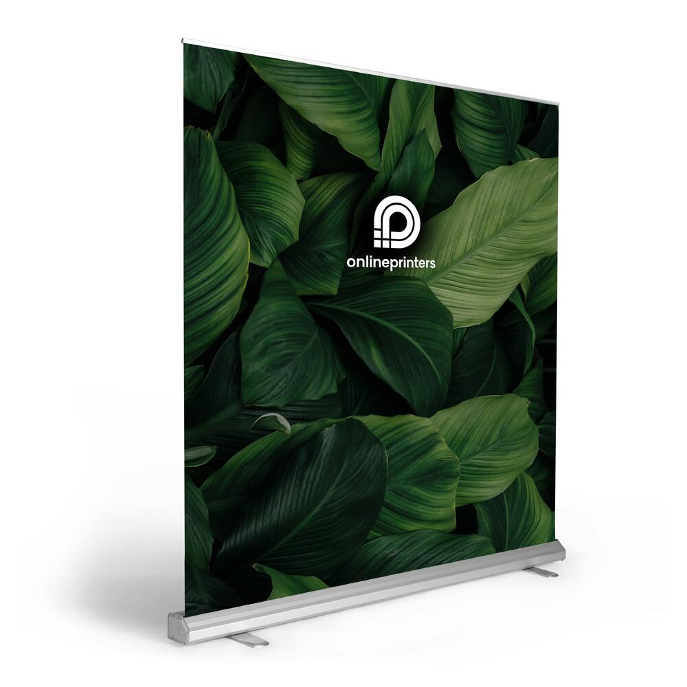 Roll up Banner System XXL 200x200cm inkl. Druck & Transporttasche | silber | 500 g/m² PVC matt