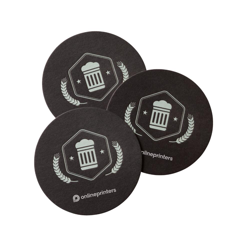 100 Bierdeckel bedrucken | Rund | 10,3mm Durchmesser | hochweíße Pappe