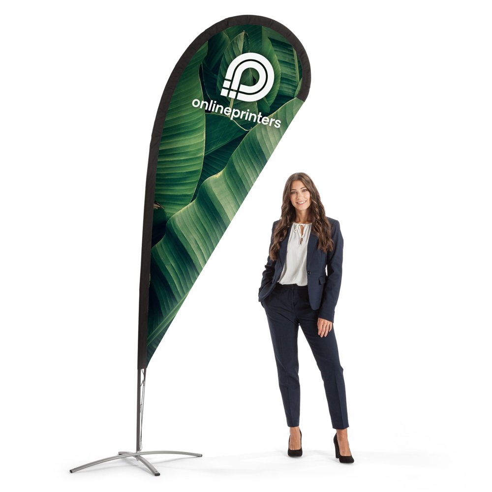 Beachflag drucken | 80x256cm | inkl. Kreuzfuß & Transporttasche | 110 g/m² Flaggenstoff