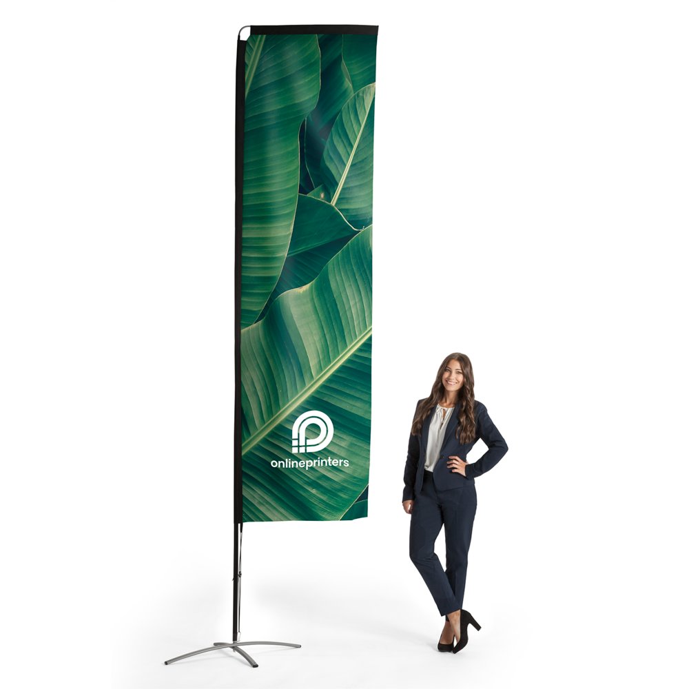 Squareflag bedrucken | 78x357cm | inkl. Kreuzfuß & Transporttasche | 110 g/m² Flaggenstoff