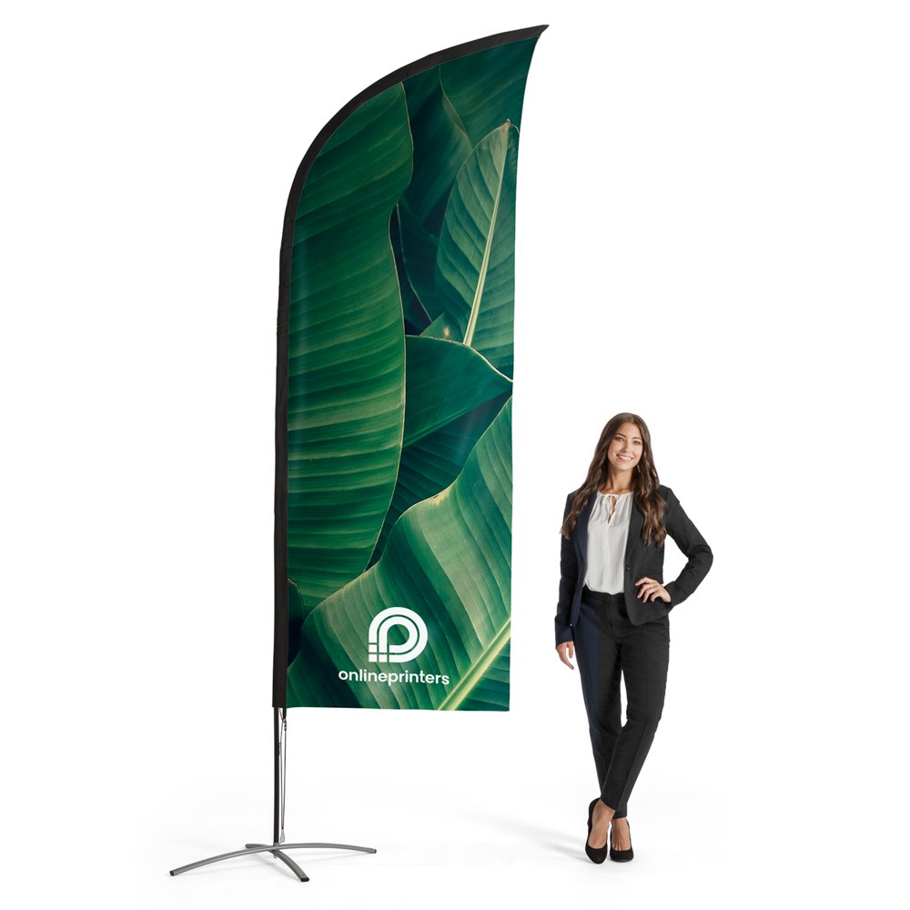 Wingflag bedrucken | 84x305cm | inkl. Kreuzfuß & Transporttasche | 110 g/m² Flaggenstoff