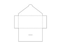 Papier Gutscheinhlle mit Verschlusslasche und vier Klapplaschen.