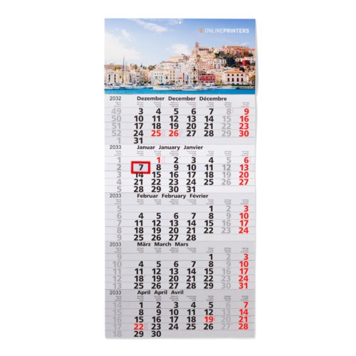 Papier-Monatskalender mit einer Monatsbersicht.