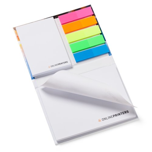 Haftnotizen-Set mit Notizblock und bunten Haftstreifen.