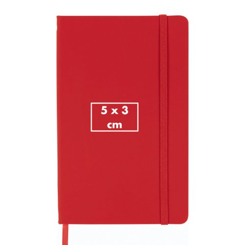 Rotes Geschenkset mit Notizbuch und Stift.