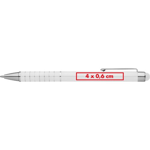 Weier Kugelschreiber mit Touch-Pen und Clip.