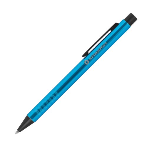Trkiser Metall-Kugelschreiber mit Muster und Clip.