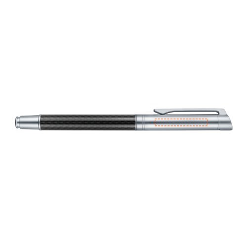 Schwarzer Carbon-Fllhalter mit Clip.