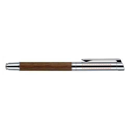Holzfarbener Fllhalter mit Metallclip.