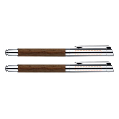 Holzfarbenes Stift-Set mit Kugelschreiber, Fllhalter und Etui.
