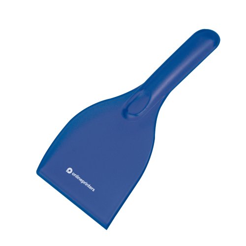Blauer Eis-Schaber aus Kunststoff mit Griff.