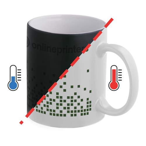 Farbwechselnder Keramik-Becher mit Henkel.
