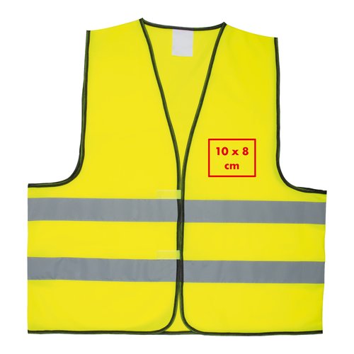 Gelbe Sicherheitsweste aus Stoff mit Reflexstreifen, Unisex.