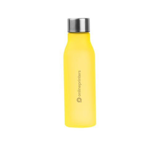 Gelbe Trinkflasche aus Metall mit Schraubverschluss.