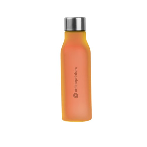 Orangefarbene Trinkflasche aus Metall mit Schraubverschluss.