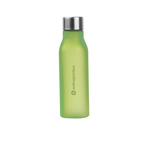 Grne Trinkflasche aus Kunststoff mit Schraubverschluss.