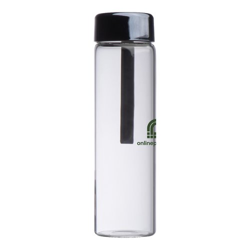 Transparente Glasflasche mit PP-Deckel.