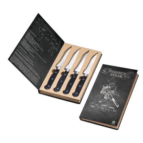 Schwarzes Steakmesser-Set aus Edelstahl, 4-teilig.