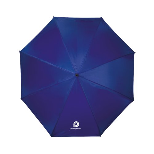 Blauer Regenschirm mit manuellem ffnungsmechanismus.