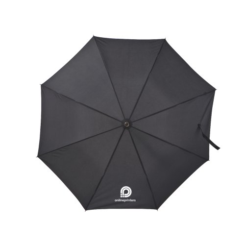 Schwarzer Automatik-Regenschirm mit Bezug und Griff.