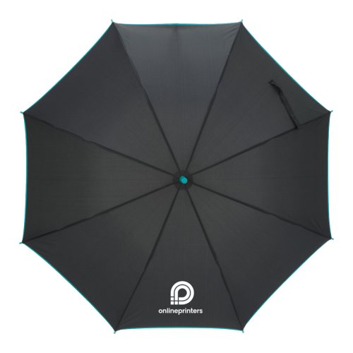 Trkiser Automatik-Regenschirm mit Bezug und komfortablem Griff.