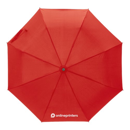 Roter Taschenschirm mit manuellem ffnungsmechanismus.