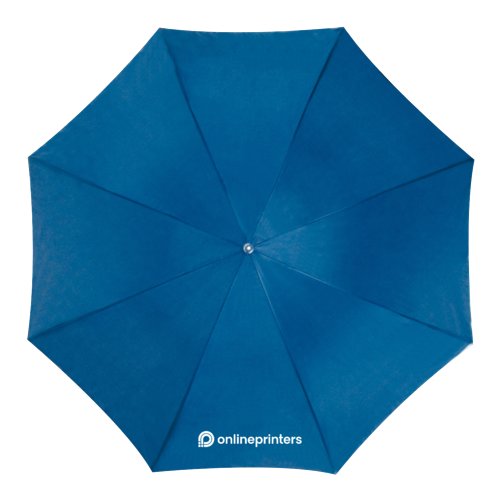 Blauer Automatik-Stockschirm mit Bezug und Griff.