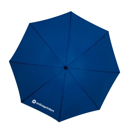 Dunkelblauer Sturm-Regenschirm mit stabilem Gestell.