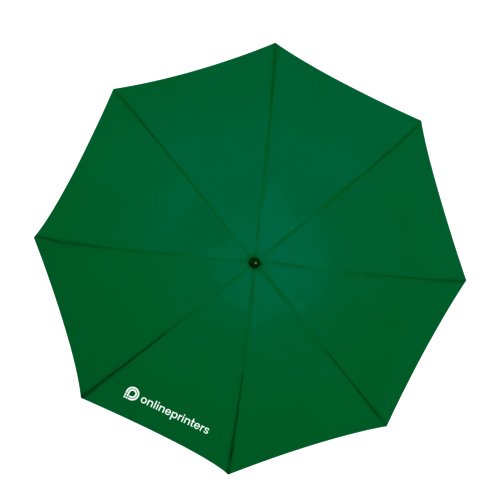 Dunkelgrner Stoff-Regenschirm mit groem Durchmesser.