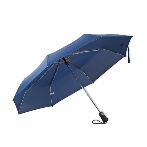 Blauer Automatik-Taschenschirm mit Trageschlaufe.