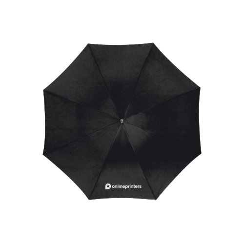 Schwarzer Automatik-Regenschirm mit Bezug und Griff.