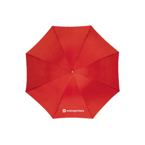 Roter Automatik-Regenschirm mit Trageschlaufe.