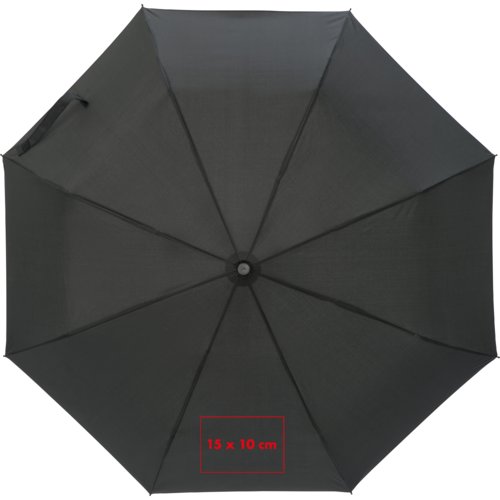 Schwarzer Taschenschirm mit manuellem ffnungsmechanismus.