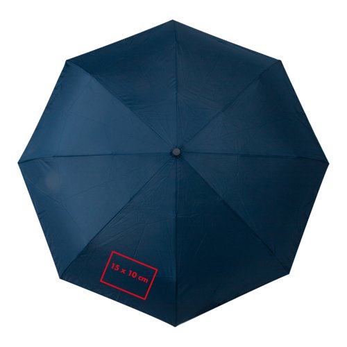 Blauer Automatik-Taschenschirm mit Bezug und Trageschlaufe.