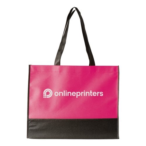 Pinke Vliesstoff-Tasche mit Tragegriffen.