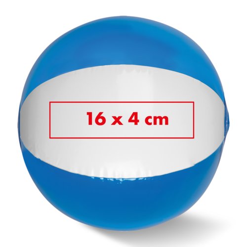 Zweifarbiger Strandball aus Kunststoff.
