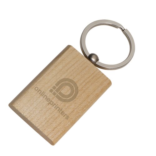 Heller Holz-Schlsselanhnger mit Metallring.