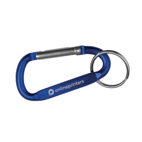 Blauer Metall-Schlsselanhnger mit Karabinerverschluss.