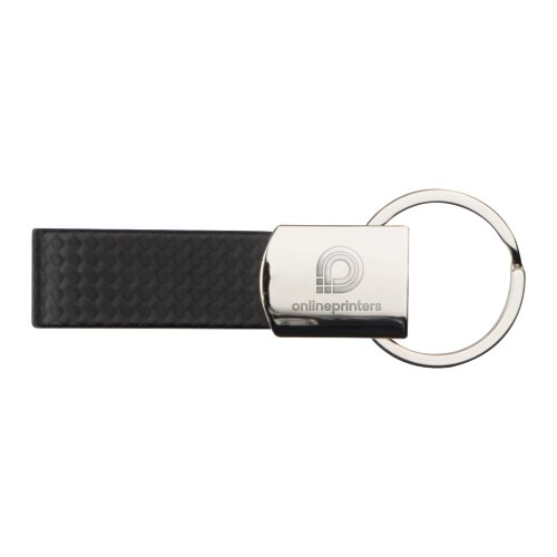 Schwarzer Leder-Schlsselanhnger mit Metallring.