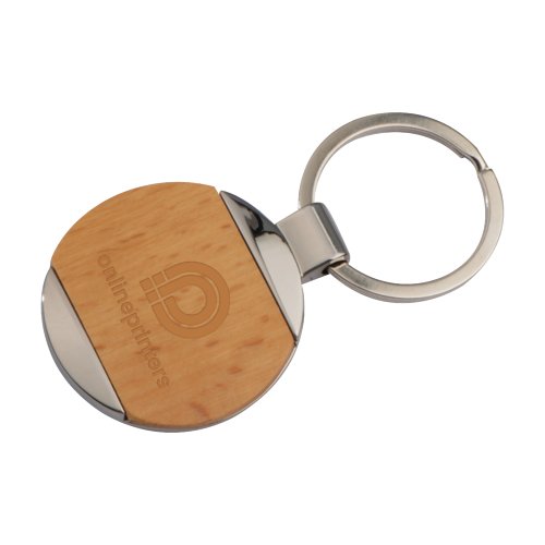 Holz-Metall-Schlsselanhnger mit Metallring.