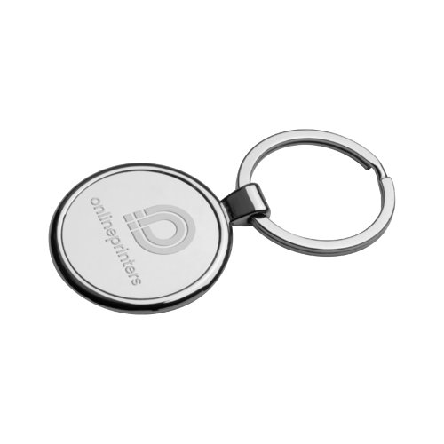 Metall-Schlsselanhnger mit rundem Anhnger und Metallring.