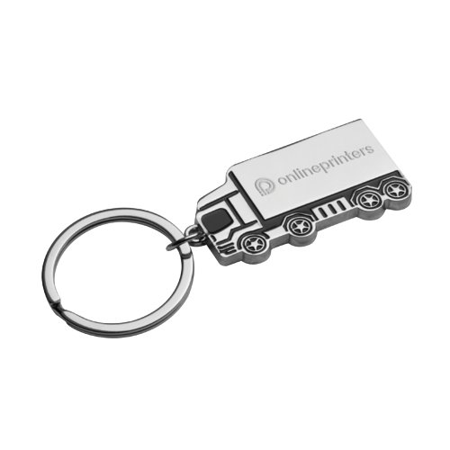 Silberner Metall-Schlsselanhnger in LKW-Form mit Ring.