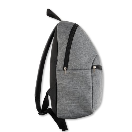 Grauer Stoff-Rucksack mit Reiverschlssen und verstellbaren Trgern.