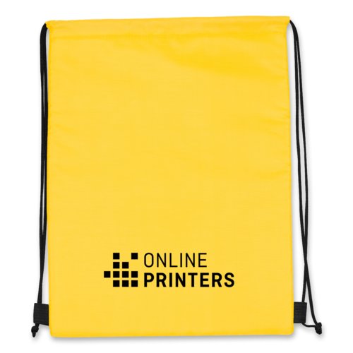 Gelbe K�hltasche/Sportbeutel mit Kordelzug.