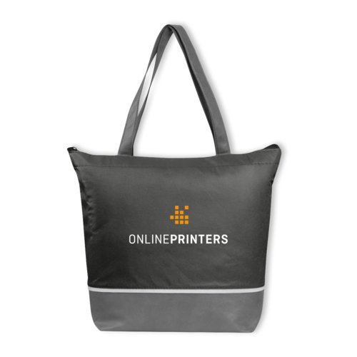 Graue K�hltasche aus Vliesstoff mit Rei�verschluss.