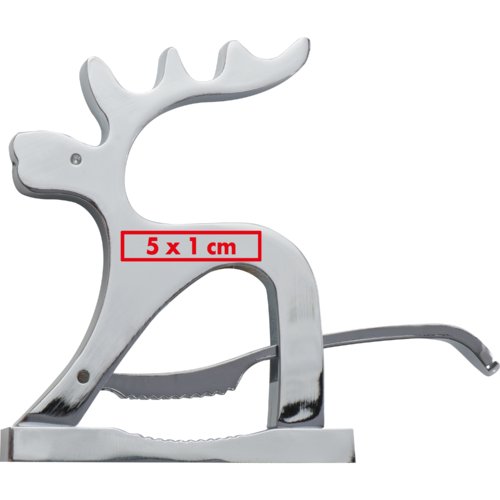 Silberner Nussknacker aus Metall im Elchdesign.