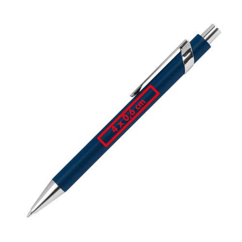 Blauer Metall-Kugelschreiber mit Clip.