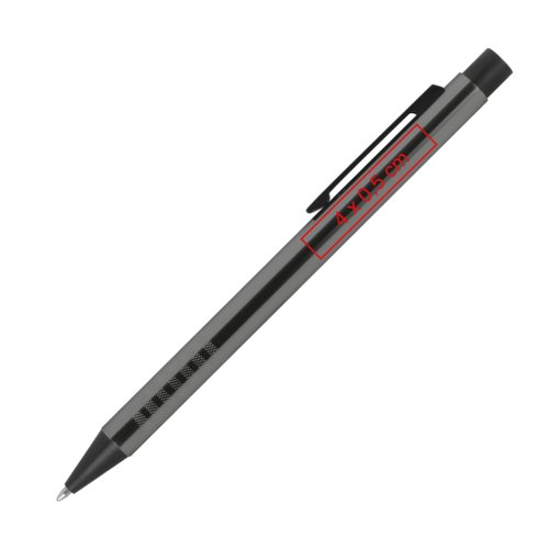 Metall-Kugelschreiber mit Clip und Druckmechanismus.