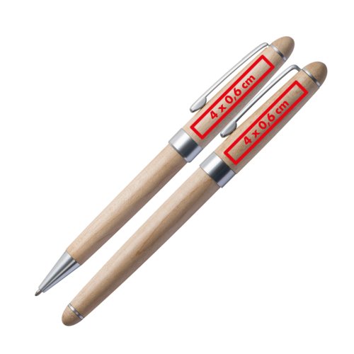 Holz-Schreibset mit Kugelschreiber und Etui.