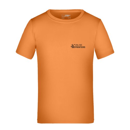 Oranges Kinder-T-Shirt aus Polyester mit kurzen rmeln.